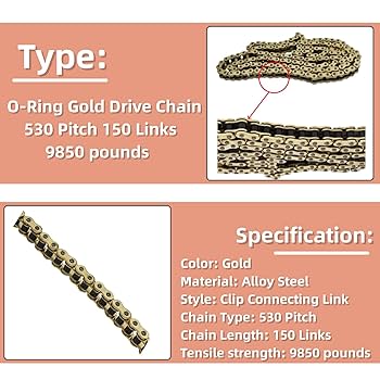 オレモン Amazon.com: labwork O-Ring Drive Chain 530 Pitch 150 Links
